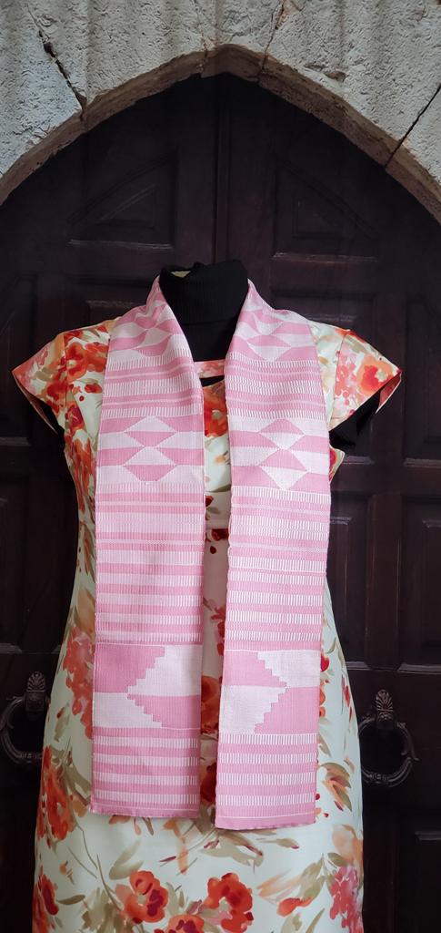 Pink and White Kente Stoles