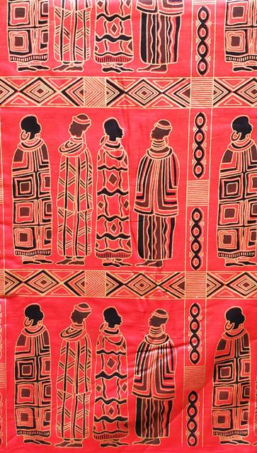 Red Masai Women African Print Fabric