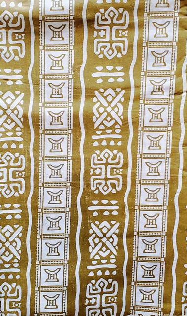 African Ankara Print Fabric. White and Old Gold