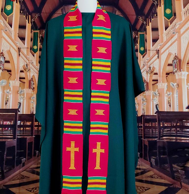Clergy Traditional Red Kente Stole