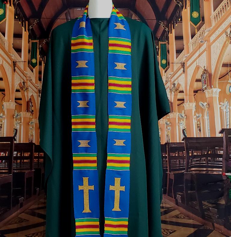 Clergy Traditional Blue Kente Stole