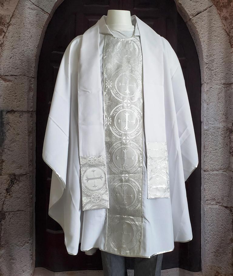 White Chasuble Silver Banding
