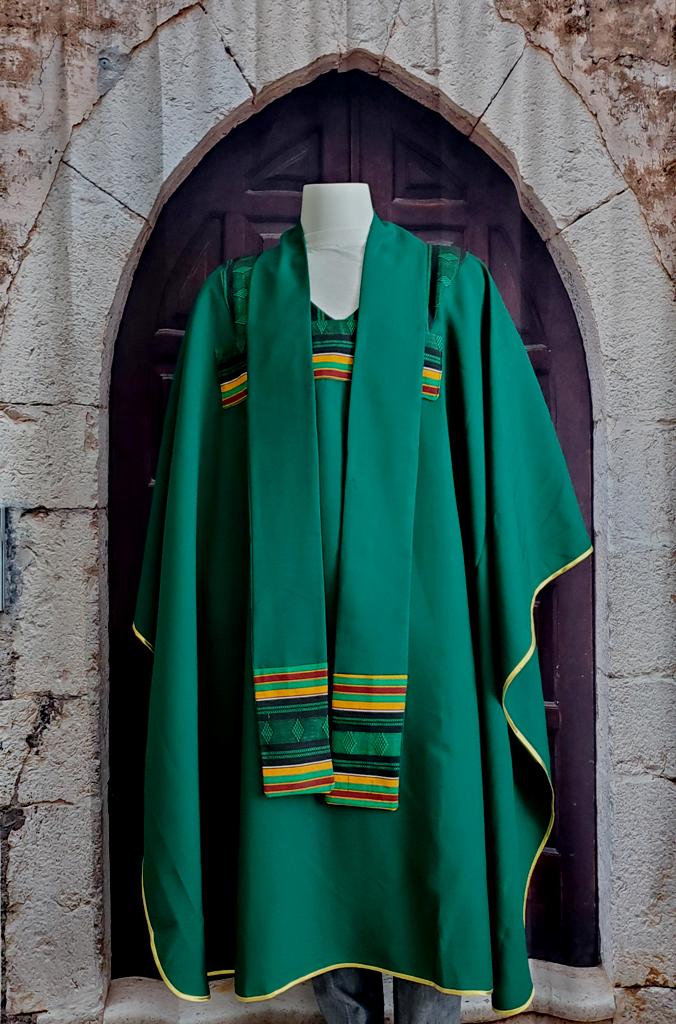Green Chasuble With Kente Fabric