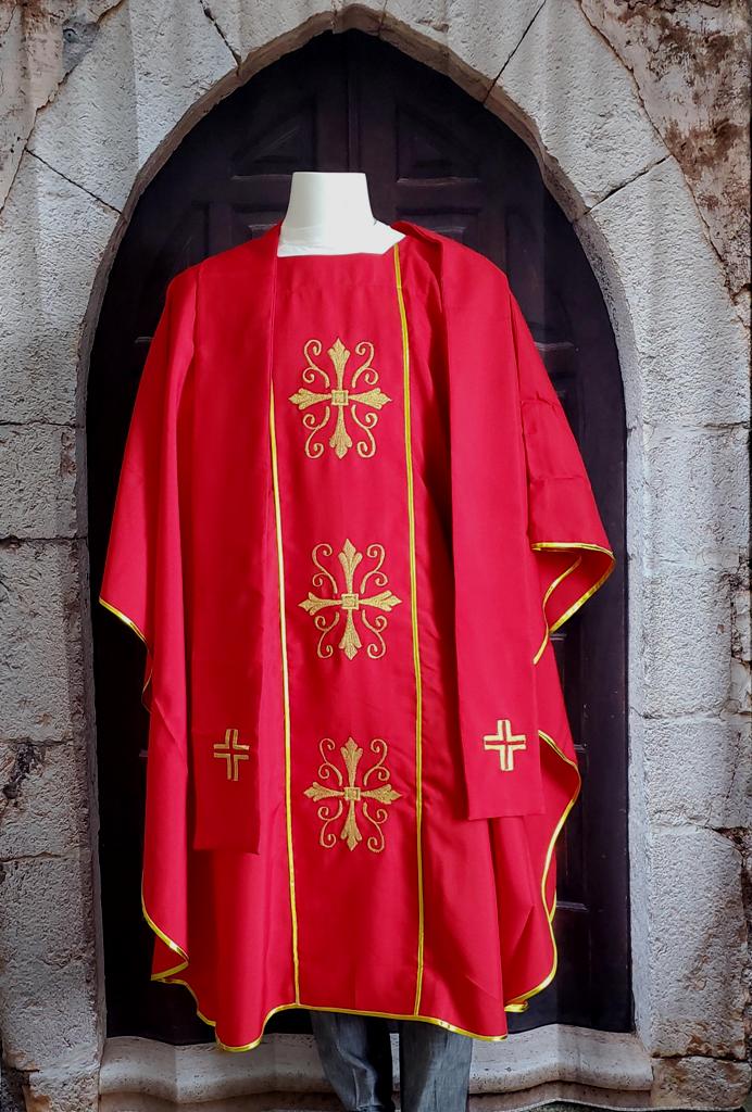 Red Chasuble Three Crosses