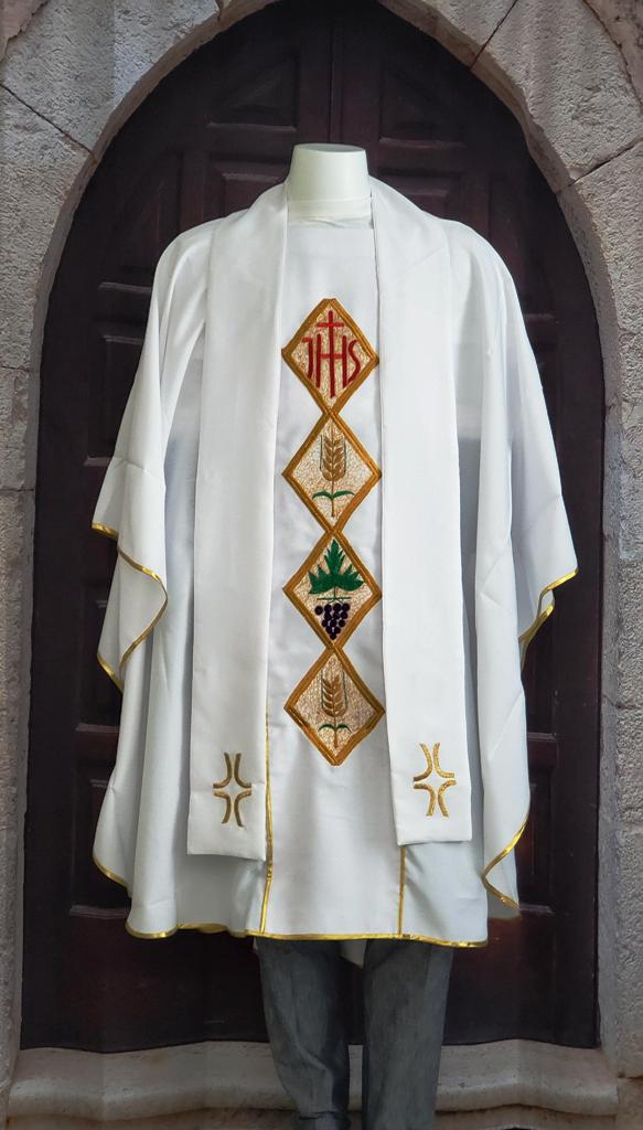 White Chasuble IHS Grapes