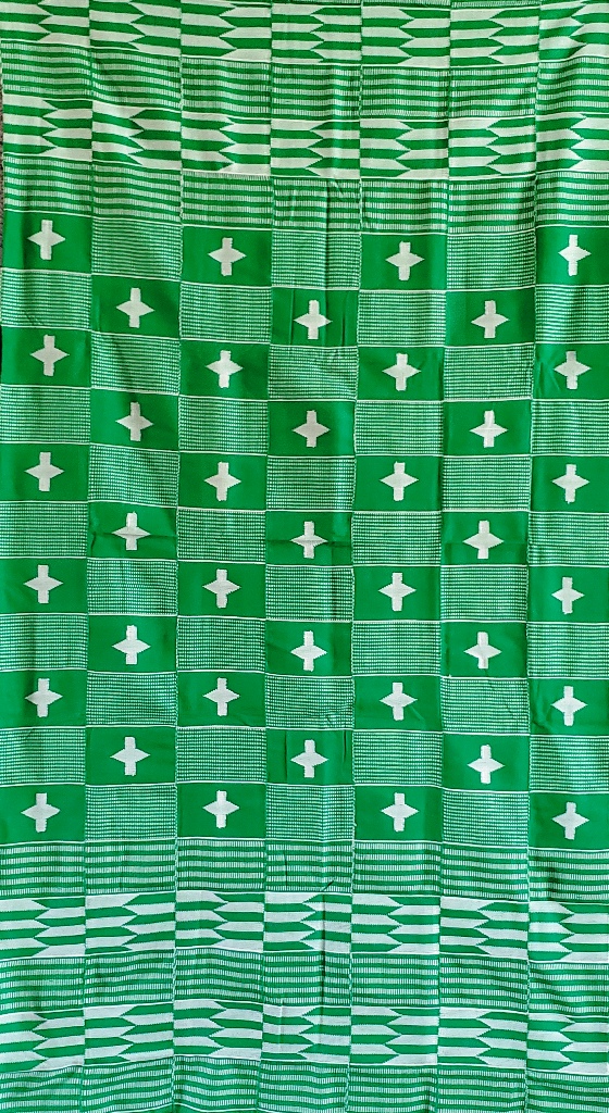Green and White Kente Cloth