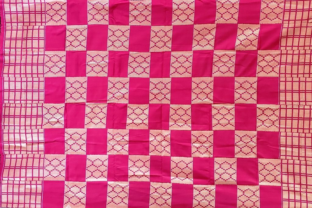 Pink and Off White Kente Cloth