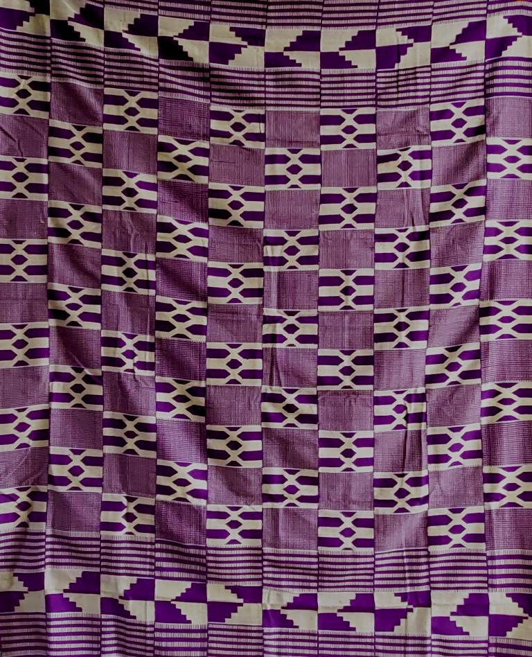 Purple and Off White Kente Cloth