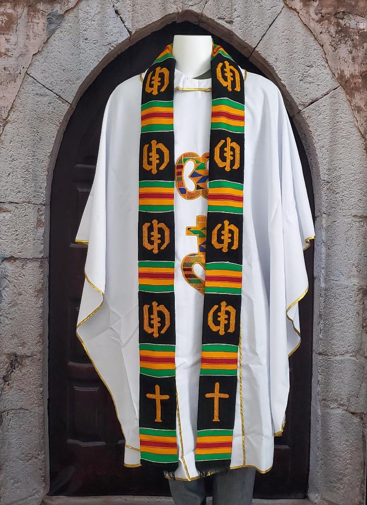 Clergy Traditional  Black Kente Stole