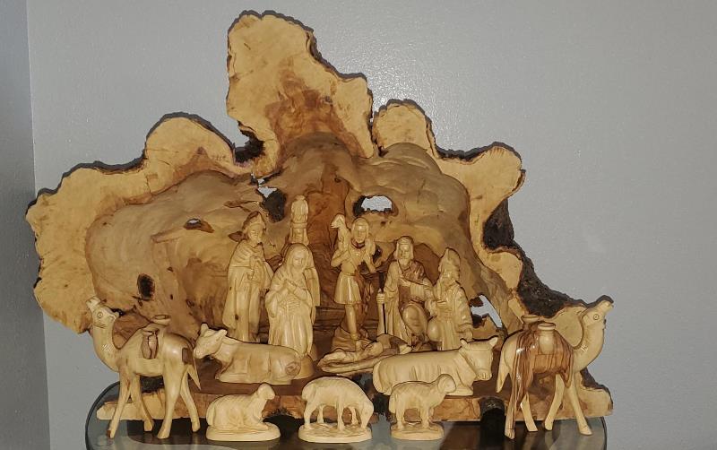 Nativity Scene. Hollowed Wood