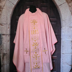 Pink Chasuble IHS